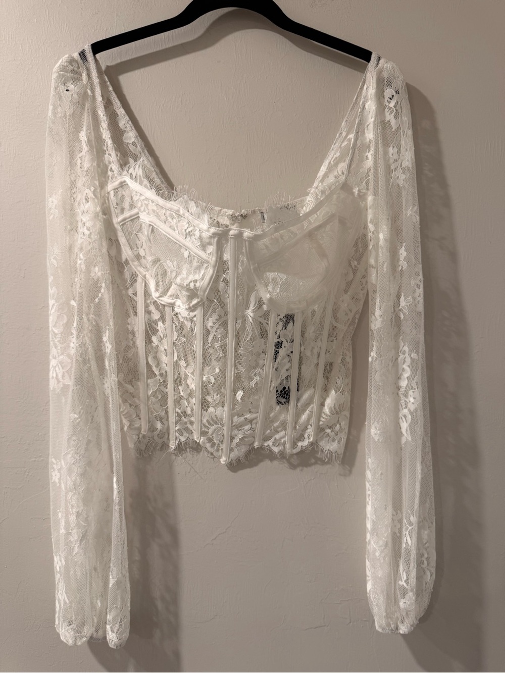 Fashion Nova Gilded Glam Lace Bustier Top L White Corset Romantic NWT